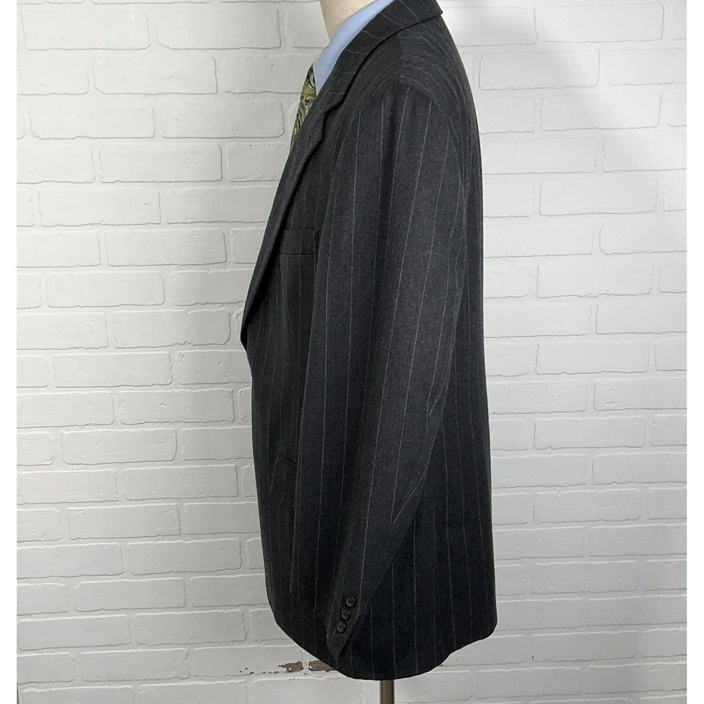 Brooks Brothers Blazer 42R Gray Pinstripe Classic Career Two Button Wool USA VTG